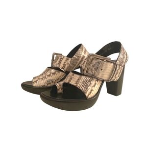 ROCCO P. Faux Snakeskin Strappy Sandals with Block Heel Size 37
